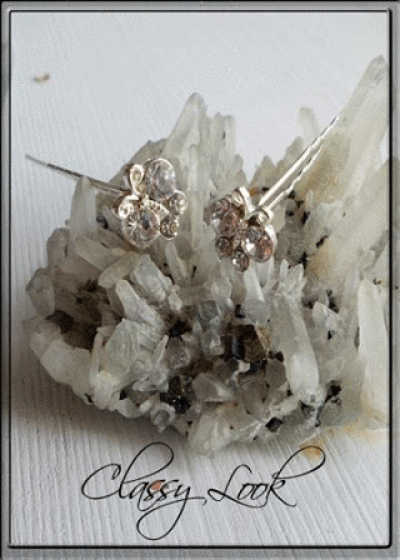 Фуркет за коса с кристали Crystal Butterfly - комплект 4 броя